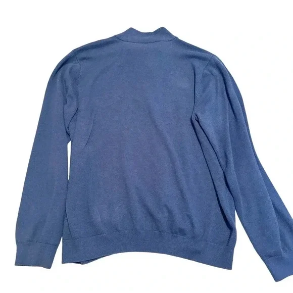 J McLaughlin Men's Navy Blue 1/4 Zip Mock Neck Cotton Pullover TATE Sweater XL - Picture 3 of 14